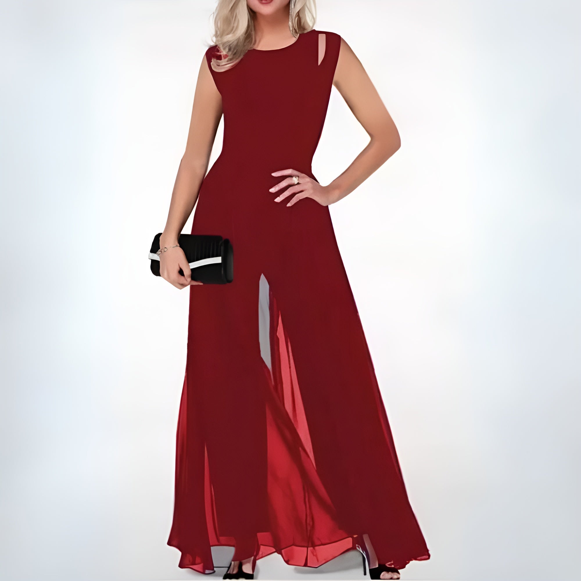 Sheer Overlay Jumpsuit Elegant Women's Occasion Jumpsuit