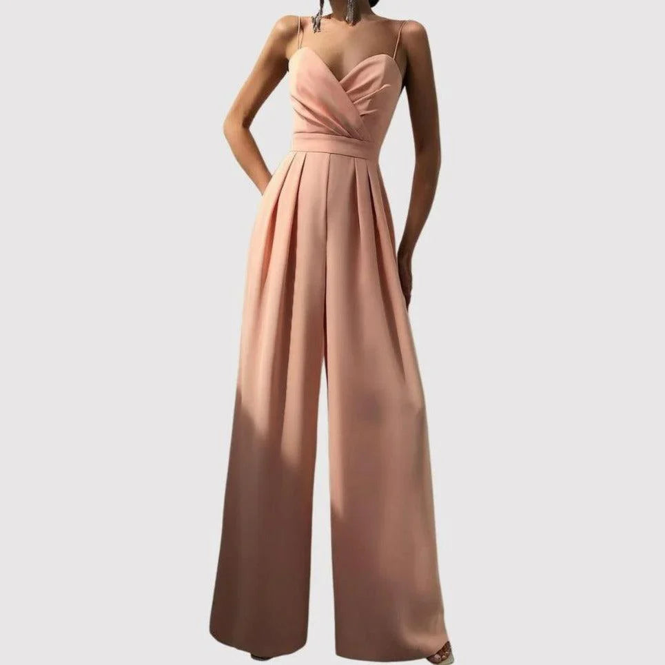 Women’s Spaghetti Strap Wide-Leg Jumpsuit with Wrap-Style Bodice