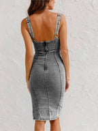 Women's Denim Pinafore Dress - Adjustable Straps