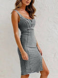 Women's Denim Pinafore Dress - Adjustable Straps
