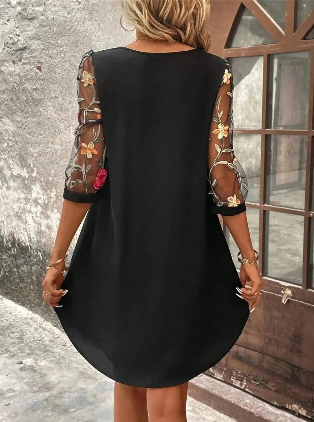 Floral Dress for Women – Mini Dress with Floral Sleeves for Summer