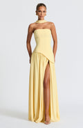 Women’s Strapless Maxi Dress with Asymmetric Waist and High Slit