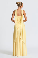 Women’s Strapless Maxi Dress with Asymmetric Waist and High Slit