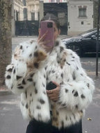 Oversized Animal Print Fur Coat