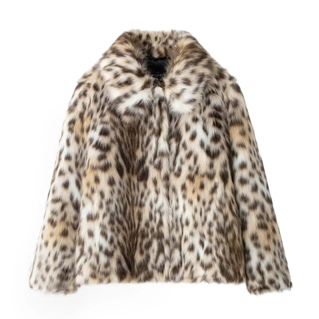 Oversized Animal Print Fur Coat