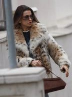 Oversized Animal Print Fur Coat