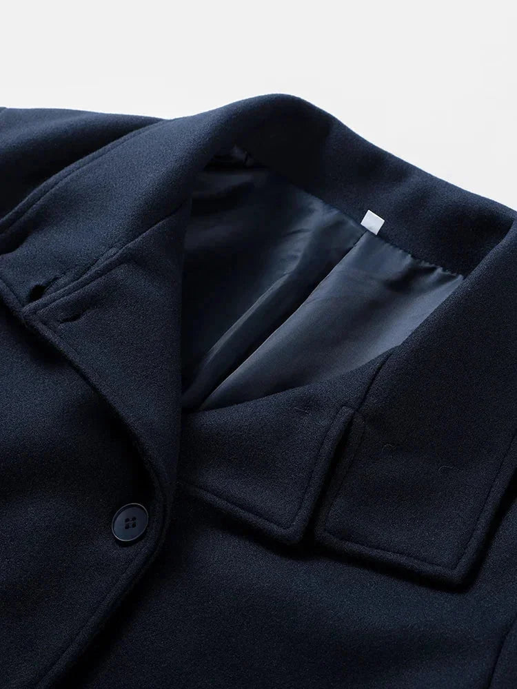 Short High-Collar Button Winter Coat