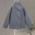 Short High-Collar Button Winter Coat