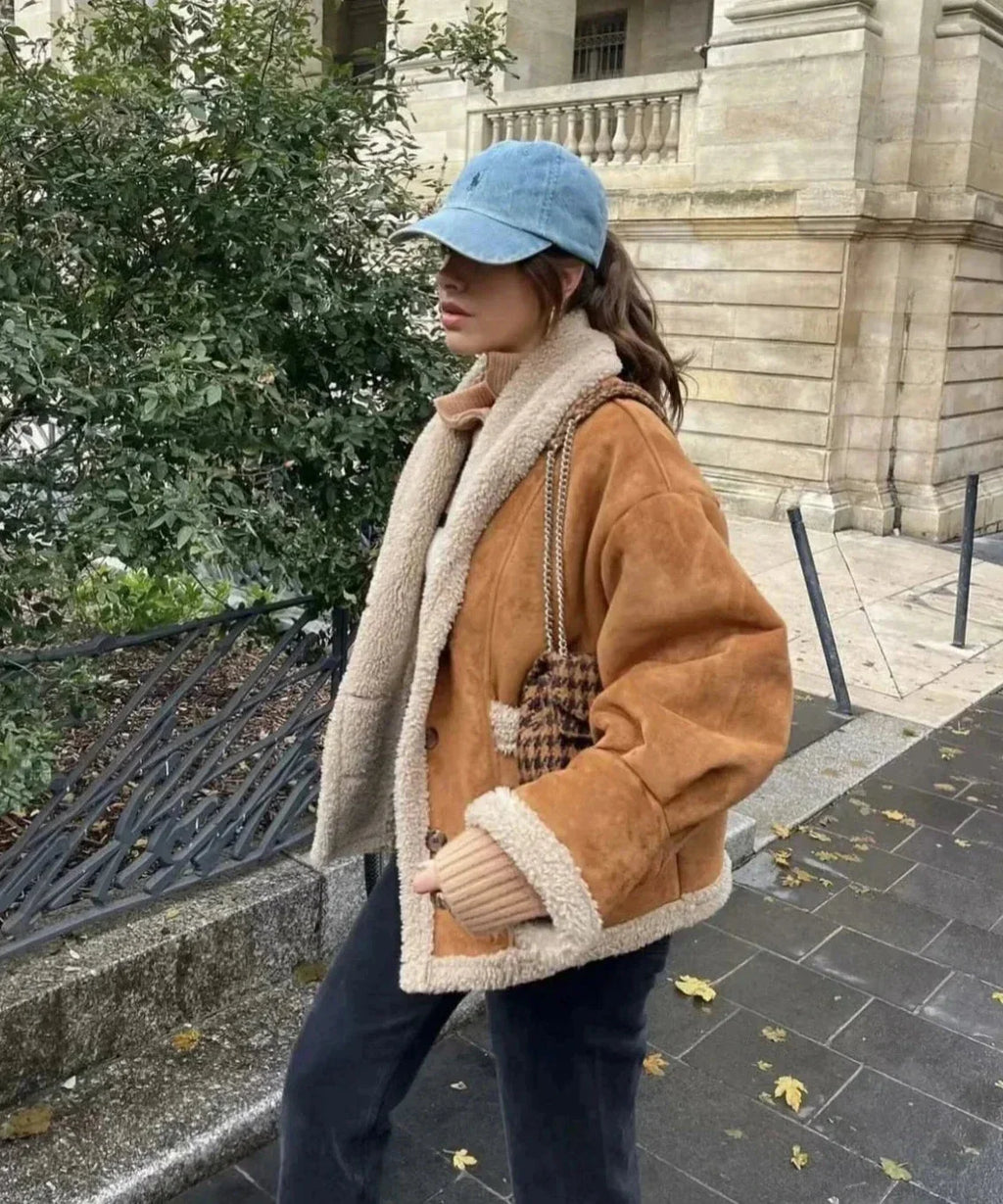 Brown Sherpa Lined Winter Coat