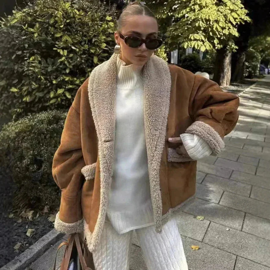 Brown Sherpa Lined Winter Coat