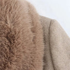 Belted Faux Fur Collar Coat