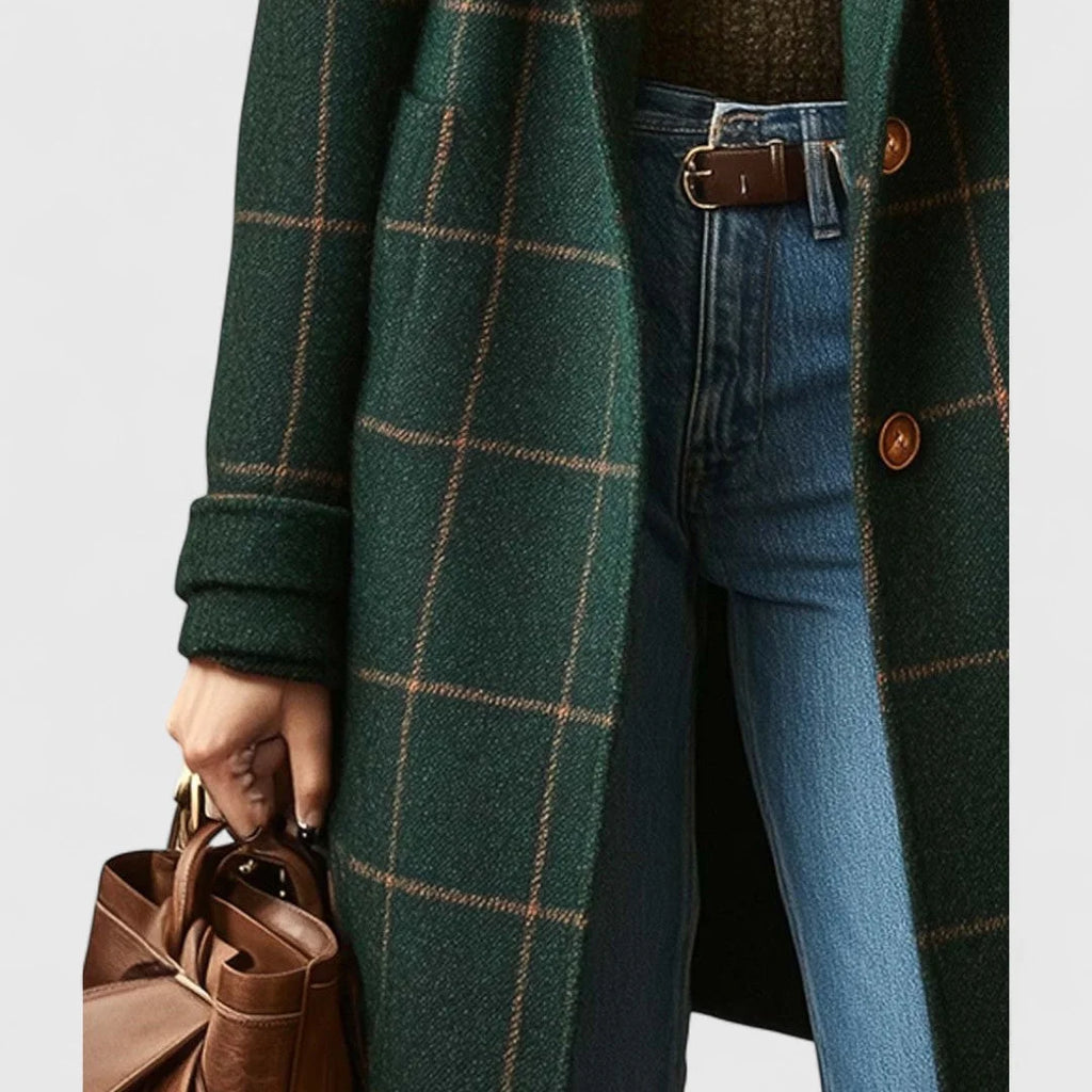Green Check Button Up Coat
