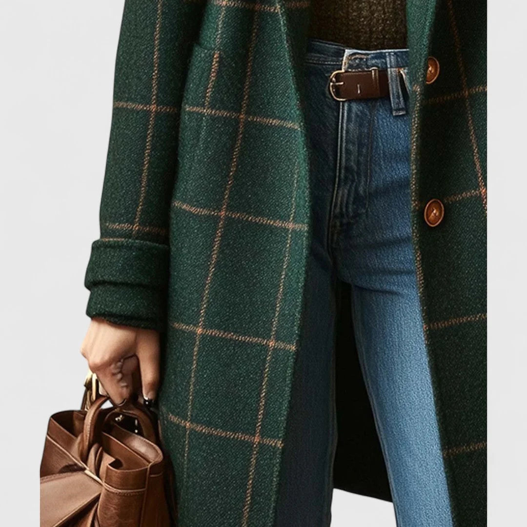 Green Check Button Up Coat