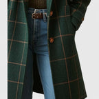 Green Check Button Up Coat