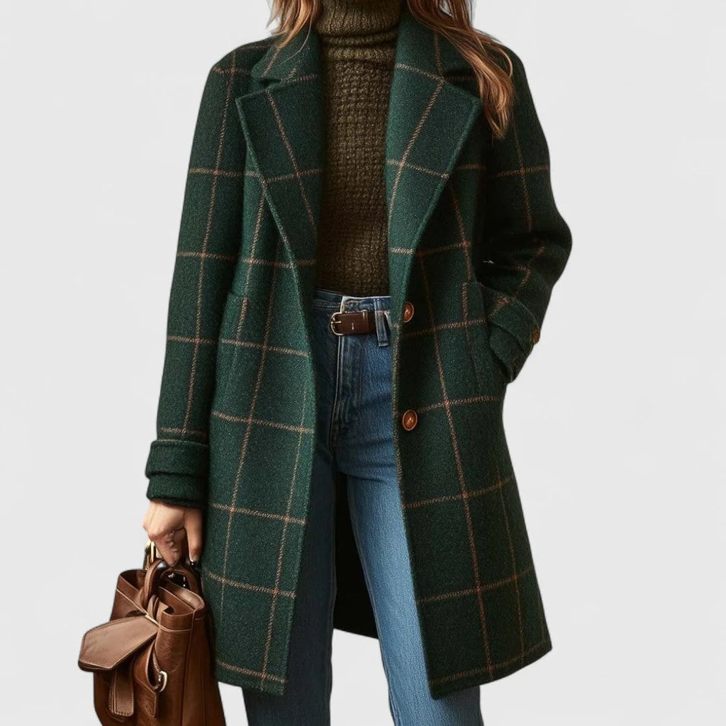 Green Check Button Up Coat