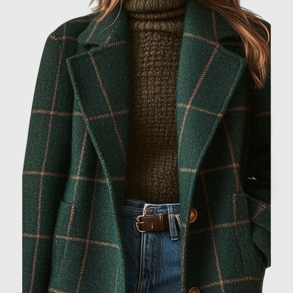 Green Check Button Up Coat