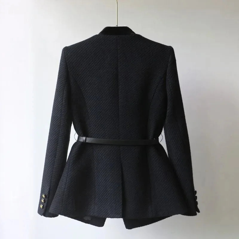 Chic Belted Decorative Button Coat