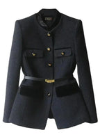 Chic Belted Decorative Button Coat