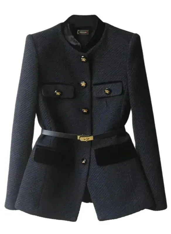 Chic Belted Decorative Button Coat