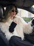 Beige Faux Fur Winter Coat