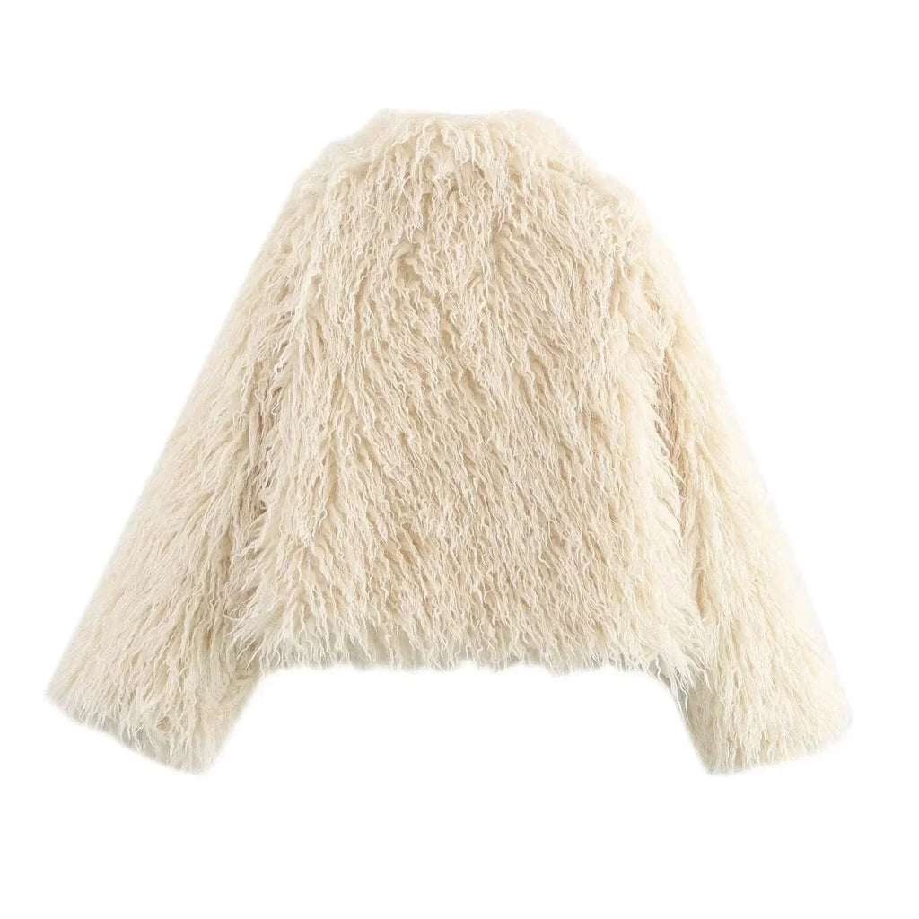 Beige Faux Fur Winter Coat