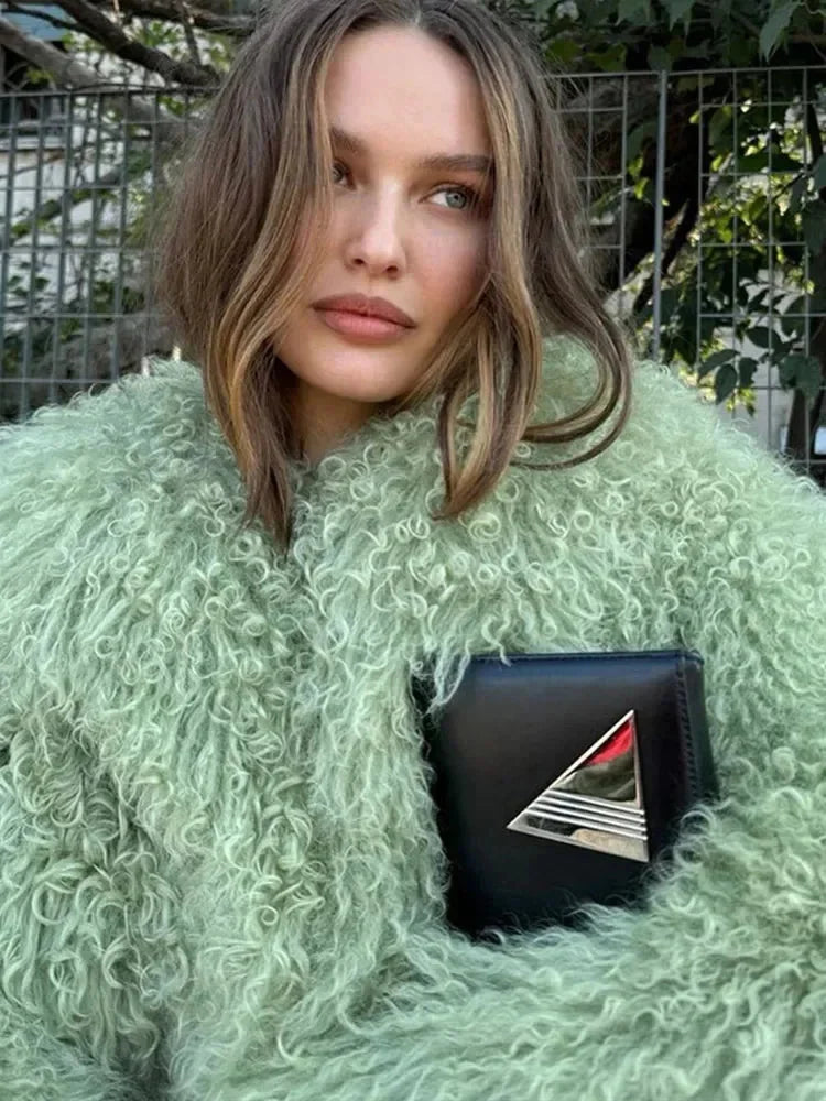 Trendy Plush Faux Fur Coat