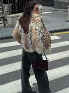 Leopard Print Faux Fur Coat