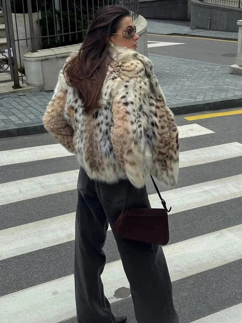 Leopard Print Faux Fur Coat