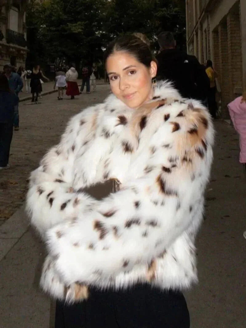 Leopard Print Faux Fur Coat