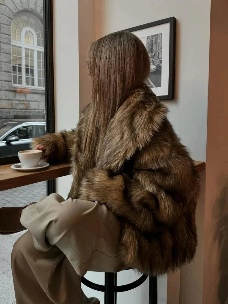 Brown Faux Fur Winter Coat
