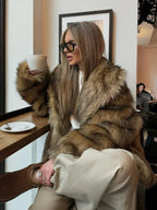 Brown Faux Fur Winter Coat