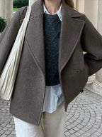 Oversized Brown Button Winter Coat