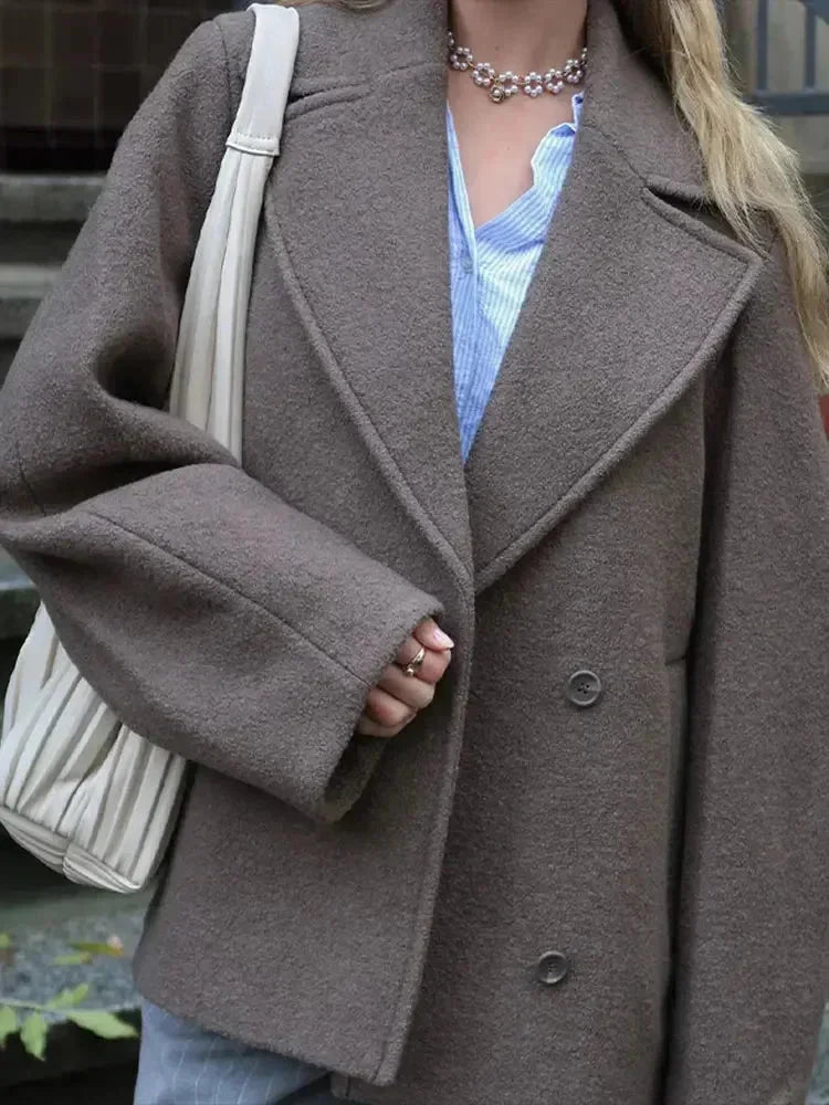 Oversized Brown Button Winter Coat