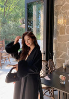 Long Belted Faux Fur Coat
