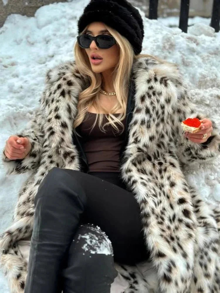 Elegant Long Leopard Print Coat