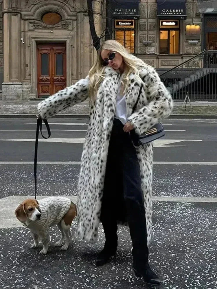 Elegant Long Leopard Print Coat