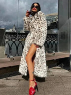 Elegant Long Leopard Print Coat