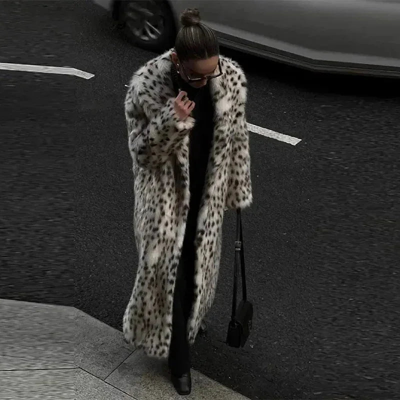 Elegant Long Leopard Print Coat