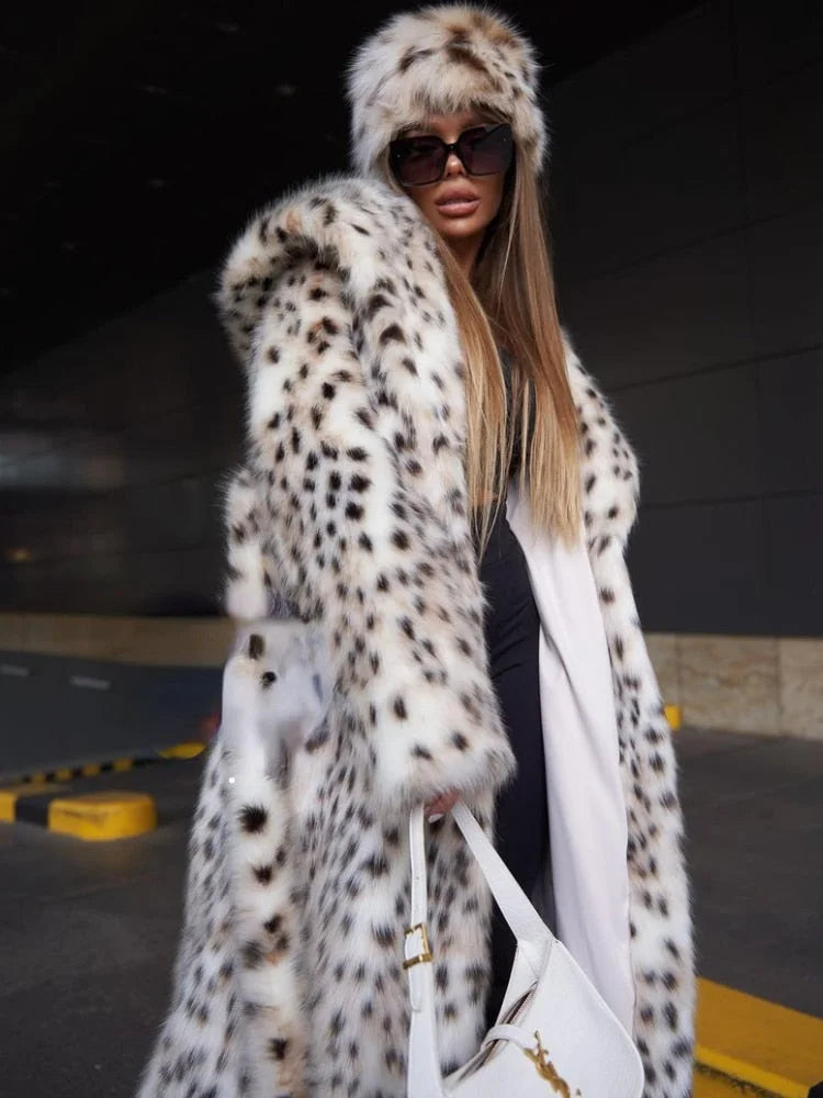 Long Leopard Print Belted Coat
