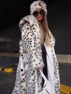 Long Leopard Print Belted Coat