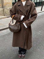 Mid-Length Belted Button Winter Coat