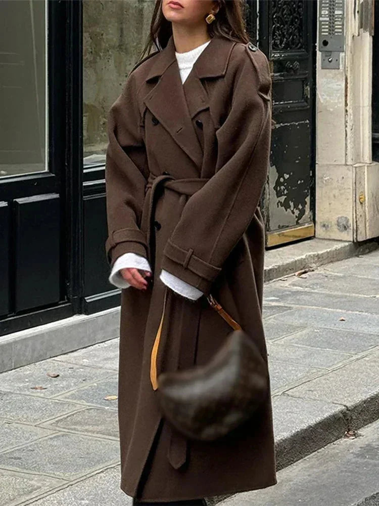 Mid-Length Belted Button Winter Coat