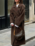 Mid-Length Belted Button Winter Coat