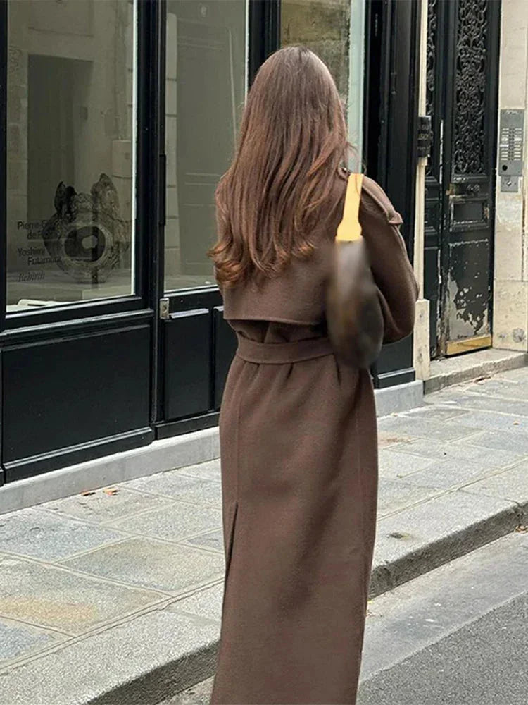 Mid-Length Belted Button Winter Coat