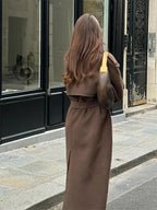 Mid-Length Belted Button Winter Coat