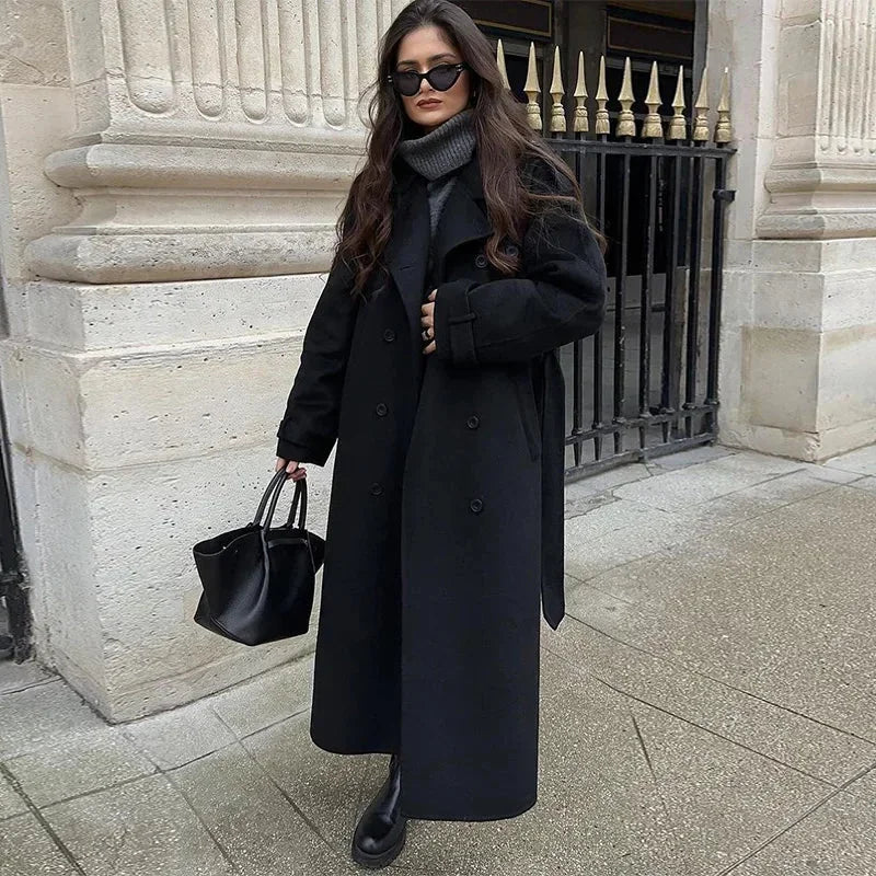 Mid-Length Belted Button Winter Coat