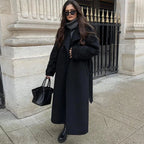 Mid-Length Belted Button Winter Coat