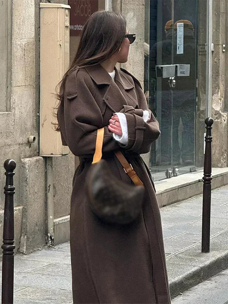 Mid-Length Belted Button Winter Coat
