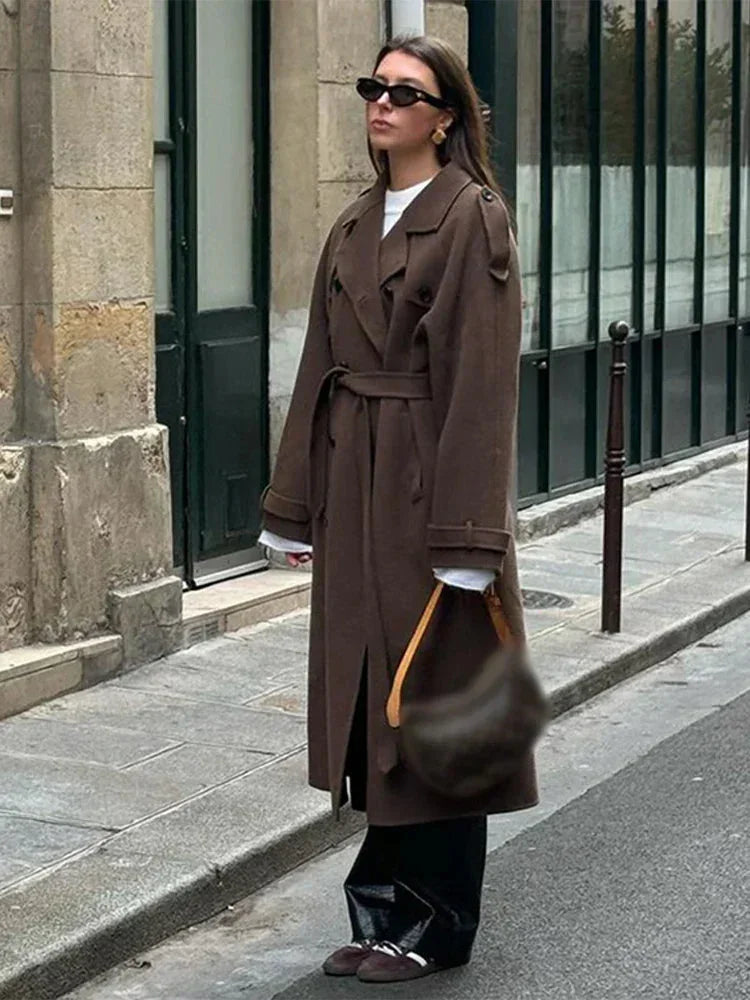 Mid-Length Belted Button Winter Coat