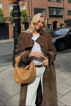 Brown Belted Lapel Trench Coat